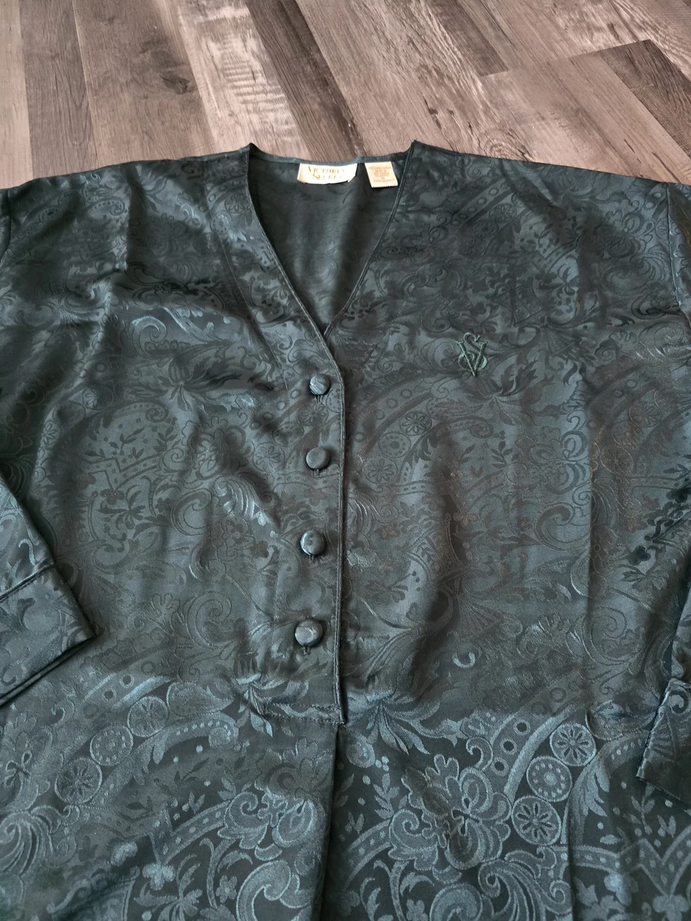 Vintage Victorias Secret Gold Label Oversized Satin Nightshirt Long Sleeve, M